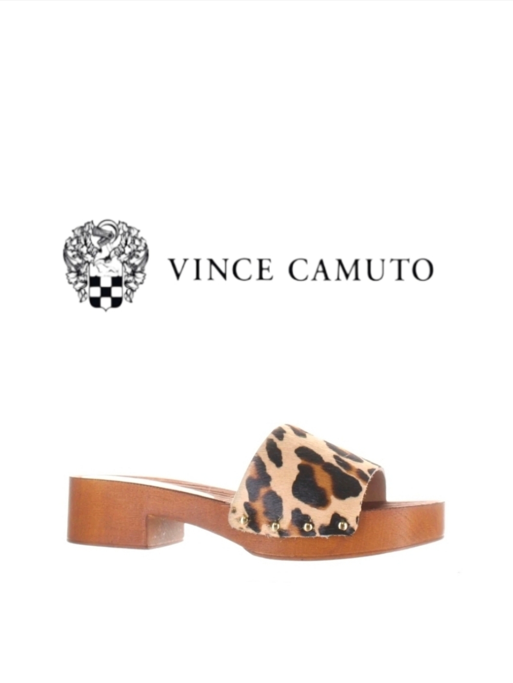 Vince Camuto TRENDAN Leopard-Print Slide Mule Leather + Calf Fur 9.5 - Picture 8 of 8